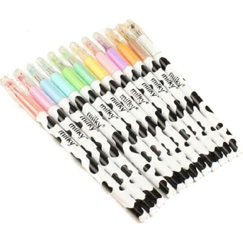 PPYY-12 pcs gel pen Tiny Milk cow pen school Stationery Sundries stationary store office material school supplies