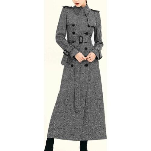 Grey Fashion Mid Long Waist Coat Tweed Coat British Style Early Winter 2021 New