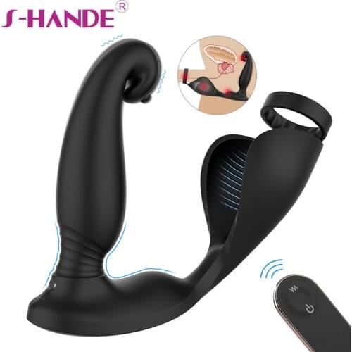 SHANDE Anal Vibrator Male Prostate Massager Wireless Remote Adult Products Anal Plug Delay Ejaculation Ring Toys for Adults 18