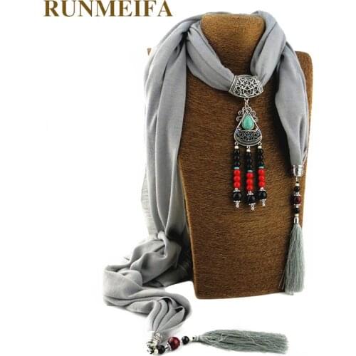 RUNMEIFA New Ethnic Style Hot Selling Necklace Pendant Scarf Fashion Design Women/Ladys cotton Scarf Necklace Jewelry scarf