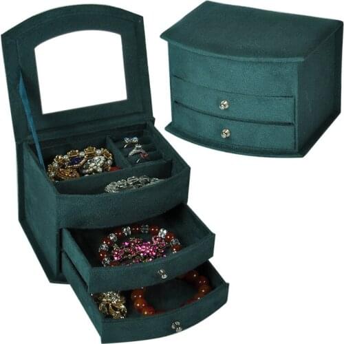 Handmade Jewelry Box Desktop Suede Drawer Princess European Ring Necklace Organizing Jewelry Storage Box jewelry organizer