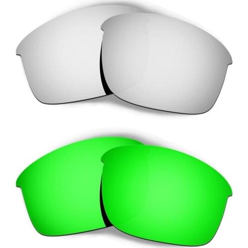 HKUCO For Bottle Rocket Sunglasses Replacement Polarized Lenses 2 Pairs - Silver & Green