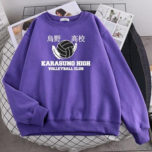 Haikyuu Karasuno High School Printing Hoodies Women Street Casual Hoodie Hipster fur-liner Hoody Hip Hop S-XXL Unisex Streetwear
