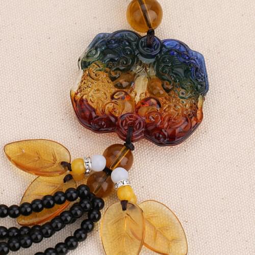 Car Ornaments Maitreya Buddha Imitation Glazed Rearview Mirror Travels Safely Car Decoration Accessories