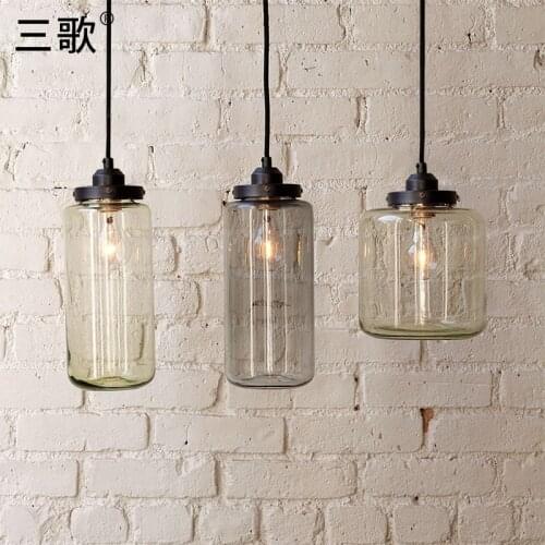 Loft vintage American glass bottle pendant light single head industry retro lamp for cafe hanging lamp