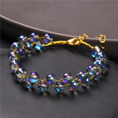 Natural Stone Crystal Quartz Bracelets For Women 6mm Beads Double Layer Bangle Adjustable Metal Chain Exquisite Creative Gift