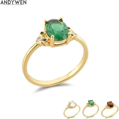 ANDYWEN 925 Sterling Silver Big Green Zircon Oval Ring Women Rock Punk Party Luxury Jewelry Accessories For Wedding Gift