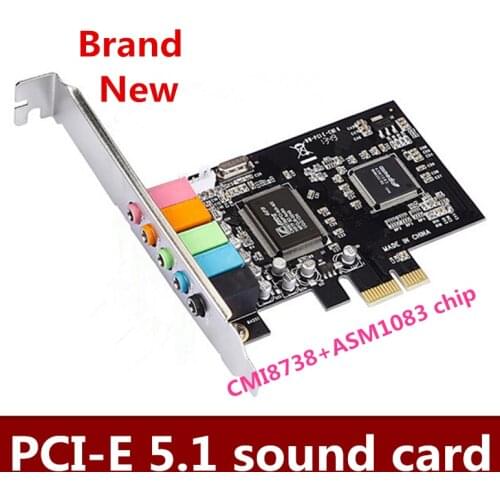 High Qualit 5pcs/lot PCIE sound card 6 channel sound card CMI8738 chip PCI-E 5.1 stereo audio card Free shipping