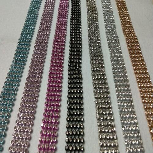 ZYOKRA 30cm Length Quality Glitter Clear Rhinestones With Multi Colors Metal Ribbon Metal Ribbon DIY Sewing Home Party Decoratio