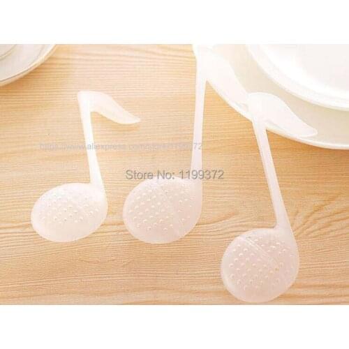 100pcs Novelty music Note Plastic teaspoon Tea Spoon teaspoons filter tea infuser tea strain Strainer Diffuser White