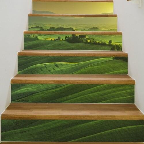 3d Mountain Grassland Tile Stairs Wall Stickers Removable Pvc Mural Wall Sticker For Home Stairway Decals Adesivo De Parede Top