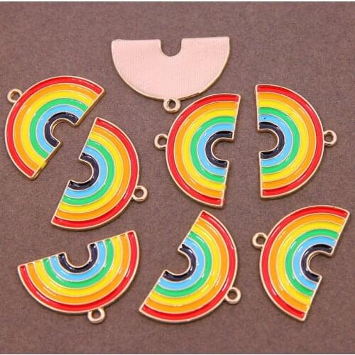 6Pcs 32*21mm Enamel Rainbow Cloud Flowers Charms Beads DIY Earrings Bracelet Pendant Neacklace Accessories For Jewelry Making