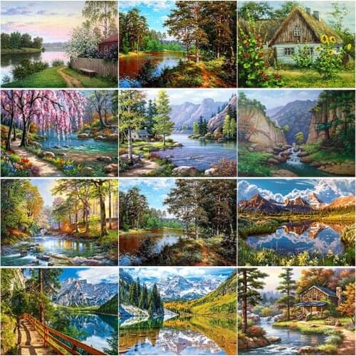 New 5D DIY Diamond Painting Houses Diamond Embroidery Landscape Cross Stitch Crafts Full Square Round Drill Home Decor Art Gift