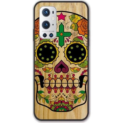 For Oneplus Wood Sugar Skull Black TPU Border Oneplus Case