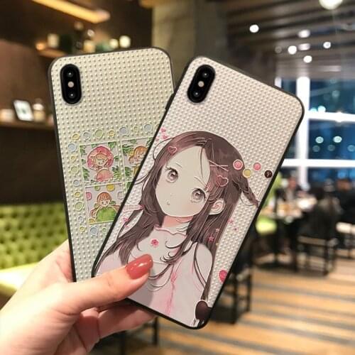 Sweet Girl 3D Emboss Phone Case For Samsung S10e S8 9 10 20 21 Ultra Plus Note8 9 10 20 Ultra Soft Back Covers Cozy Matte Fundas