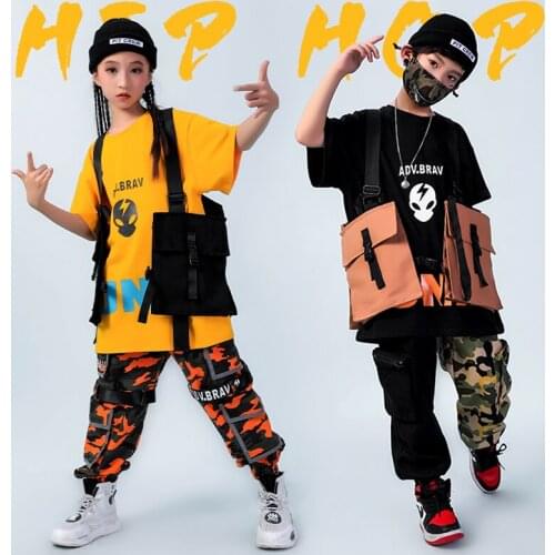 Kids Hip Hop Costumes Boys Jazz Tops Pants Loose Street Dancewear Practice Performance Clothing Girls Stage Show Outfit DNV13968