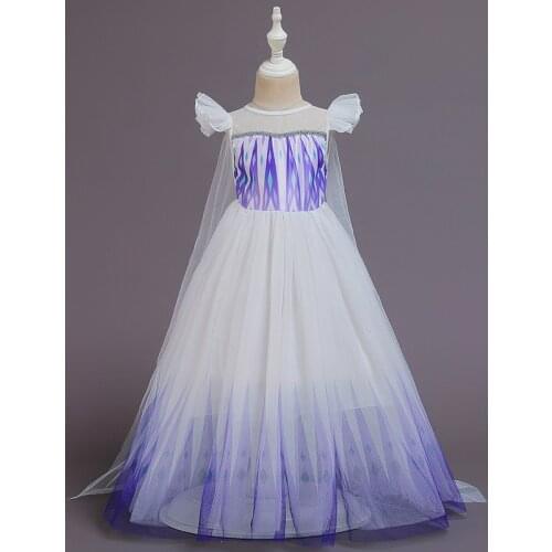 Girls Snowflake Princess Costume Kids Snow Princess Dress Up Sleeveless Children Birthday Party Fancy Dress Size 4-10 Year