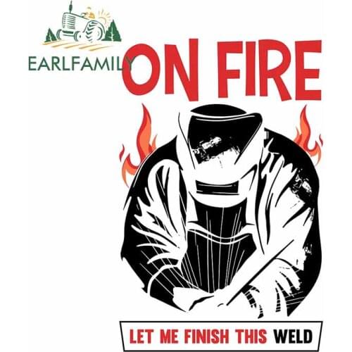 EARLFAMILY 13cm x 8.6cm for Welder on Fire VAN Car Stickers Motorcycle Waterproof Cartoon Decal Windshield Bumper VAN Decoration