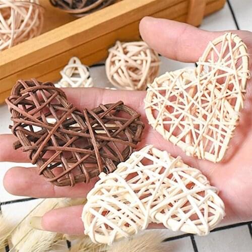 High Quality Photo Background Artificial Rattan Star Heart Straw Ornament Pendant Wedding Home Christmas Decoration Props