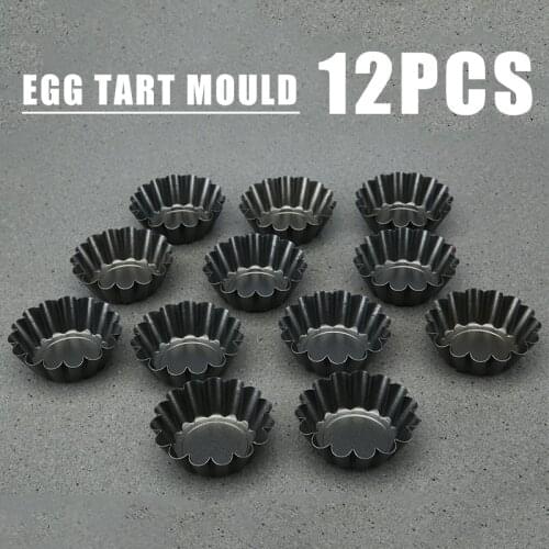 12PCS Brioche Mold Carbon Steel Non Stick Pan Flower Shape Egg Tart Mould Baking Muffin Cupcake Cookie Biscuits Kitchen Gadgets