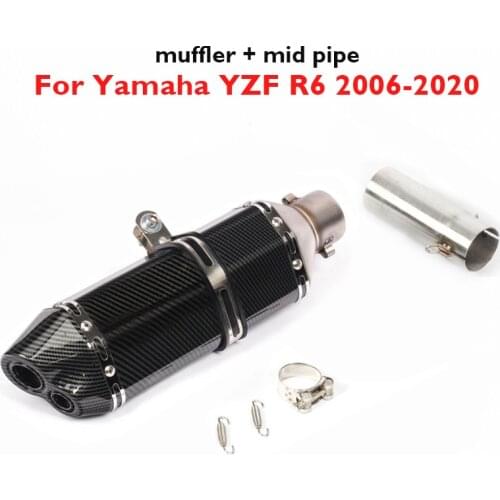 Motorcycle 51mm Exhaust System Muffler Escape Silencer Middle Mid Link Tube Connector Section for Yamaha YZF R6 2006-2020