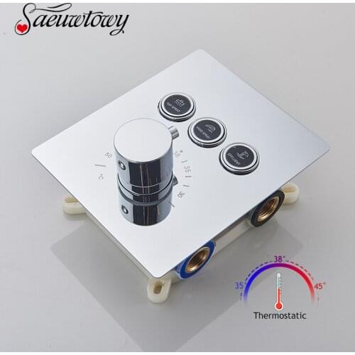 Chrome Thermostatic Mixer Valve Shower Faucet Embedded Box 2/3Ways Button Mixer Shower Accessories Thermostatic Control Valve