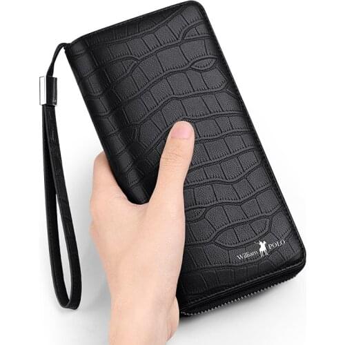 Leather Mens fashion wallet long business card holder high grade brand handbag Coin Purse