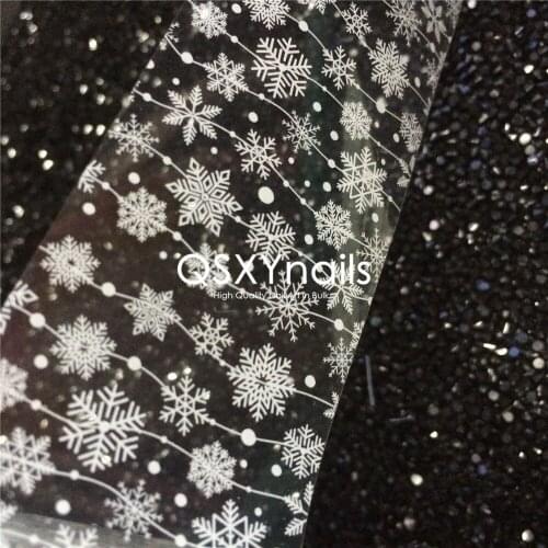 Hot! 1 Roll 4cm*500m White Snowflakes Winter Christmas Small Dots Deisgn Foils Transfer Paper Sticker Decal Nail Art Manicure