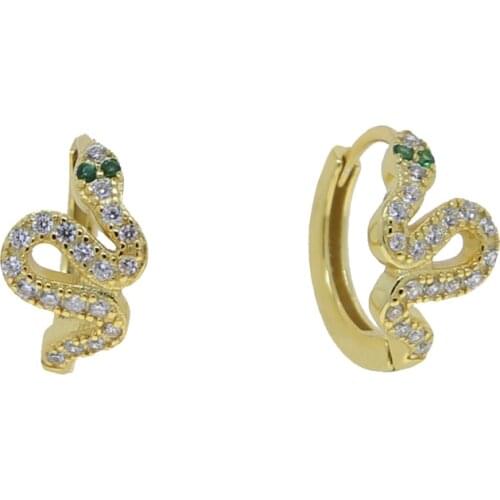 Minimal women girl 925 sterling silver jewelry micro pave wrap cz snake mini small hoop earring