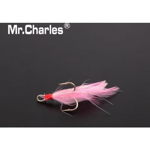 Mr.Charles 3551-Pink feathers Treble Hook 2#/4#Strength enough for big fihg Lure Fishing Tackle Fishing tools