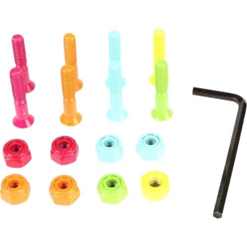 Kit of 9Pcs Colored Mounting Bolts for Skateboard,Skateboard Hardware Screws,25mm Hexagon Hard Skateboard Part