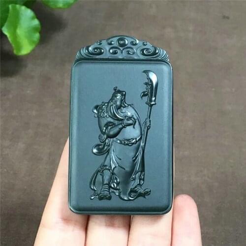 Hetian jade jade Guan Gong brand pendant sapphire fine material skillful carving station Guan Gong Yu brand jade pendant hp19