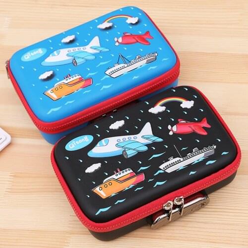 3D School Pencil Case with Lock for Girls Boys Pencilcase Big Cartridge Pen Box Cute Kawaii Large Penal Stationery Storage Bag