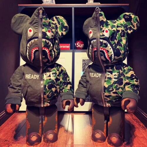 PETCO 70cm 1000% Bearbricklys Bear@bricklys Camouflage Shark Block Bear Correct version Living room shoe store decoration