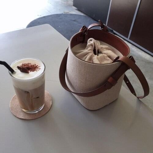 Casual Bucket Bags Beach Shoulder Bag for Womens Mini Purses and Handbags Drawstring 2021 Summer Wallet Japan and South Korea