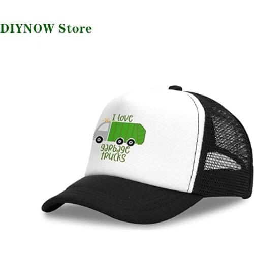I Love Trash Garbage Trucks Youth Adjustable Mesh Hats Baseball Trucker Cap for Boys Girls Men Women Mesh Cap Snapback Wholesale