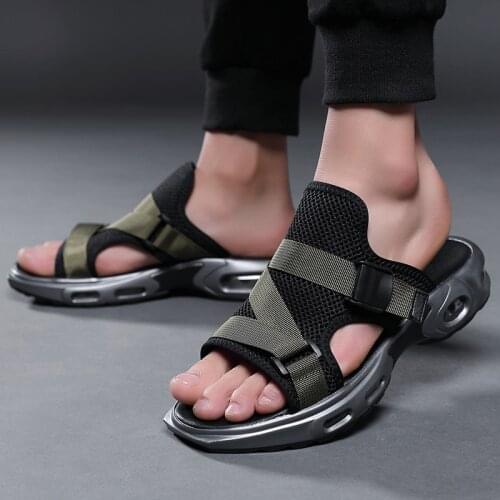 Fashion Men Sandals Summer Beach Soft Increase Walking Men Beach Shoe Air Cushion Male Casual Flip Flops Classic Black Sandalias