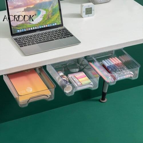 Drawer Desktop Storage Box Office Organizing Student Desk Shelves Stationery Invisible Small Hanging FL