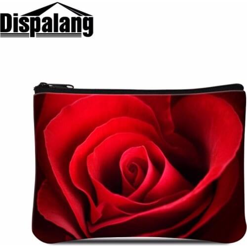 Spandex Coin Purses Elastic Wallet for Women Flower Rose Printed Girls Coin bag Casual Style Children coin pouch Floral Zippered