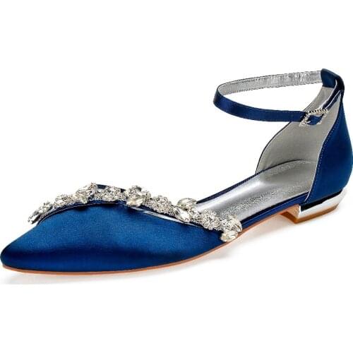 Creativesugar lady pointed toe flats ankle strap evening dress shoes crystal chain bridal wedding party prom ball flat shoes