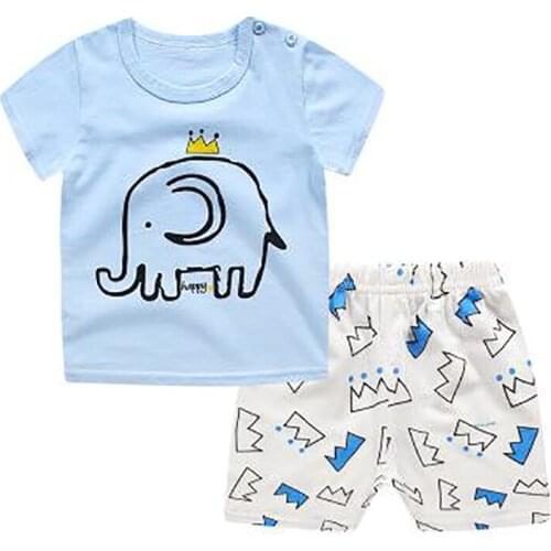 ZWF750 Summer Children Kid Boys Girls Cotton Clothes Shirt Shorts Toddler Clothing Baby Tracksuits Infant Casual Suit Set