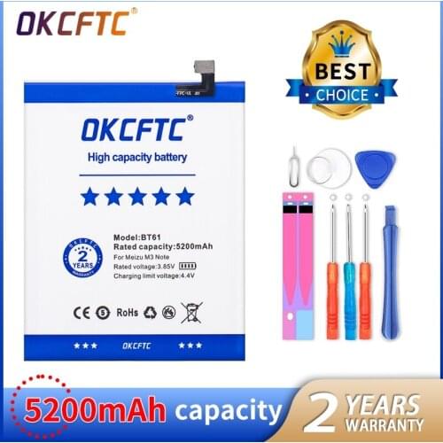 100% Original 5200mAh BT61 Battery For Meizu M3 Note L681 L681H M681 M681H Phone Latest Production Battery+Tracking Code