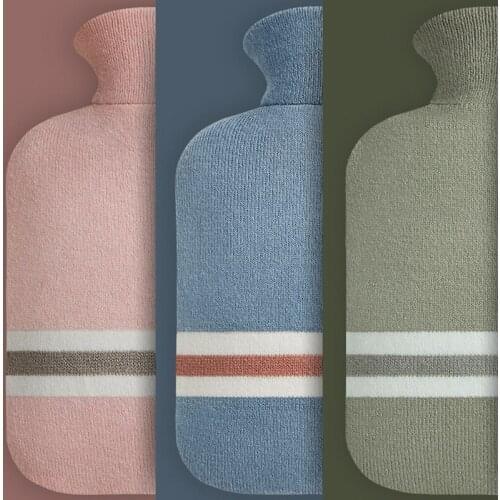 1000ml Hot Water Bottle with Flannel Bottle Cover Warm Handbag Warm Abdomen Foot Detachable Portable Home Hot Water Bag Warmer