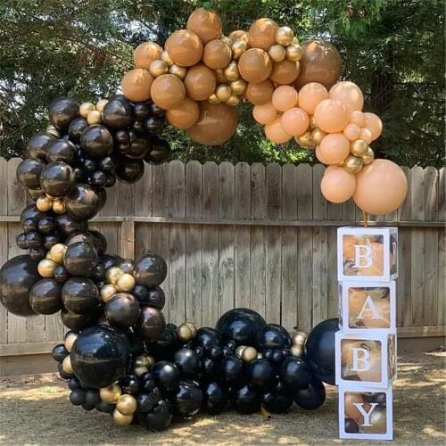 156pcs Black Coffee Apricot Balloon Garland Arch Kit for Safari Baby Bridal Shower Birthday Party Wedding Anniversary Decoration