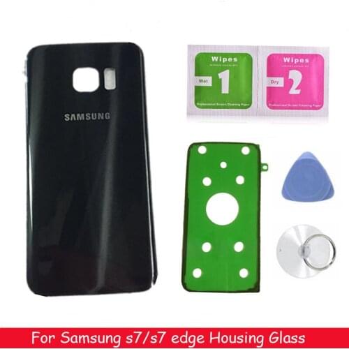 2pcs New Rear Panel Glass Battery Back Cover For Samsung Galaxy S7 G930 / S7 edge G935 Battery Cover Glass With Stickers + tools