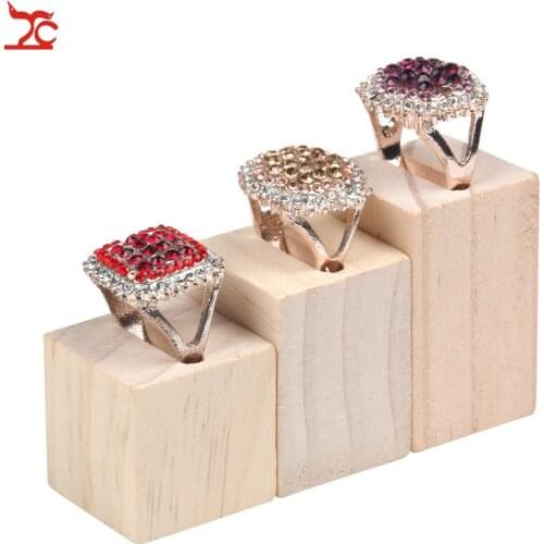 3 Pcs/lot Wooden Ring Jewelry Display Rack Organizer Stand Shape Holder jewelry packaging Ring ornament holder
