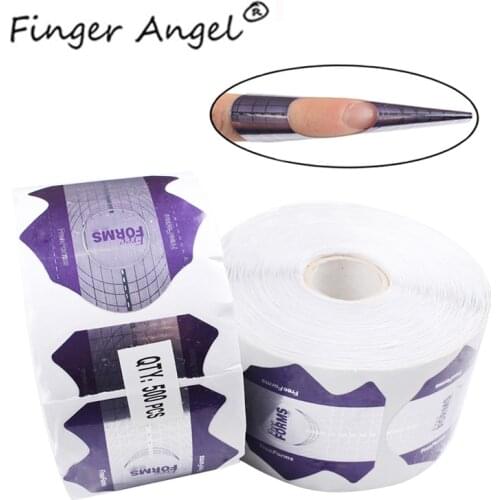 Finger Angel 50/100/500PCS Nail Forms Nail Art Guide Purple Paper Nails Gel UV Extension French DIY Manicure Tool LM007