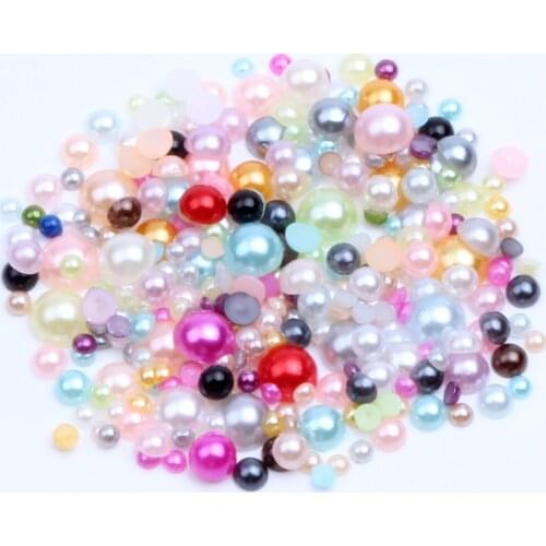6mm 7mm 8mm Multicolor ABS Half Round imitation Pearl Bead Flat Back Scrapbook Beads For Jewelry Making Craft Pearls Clothing
