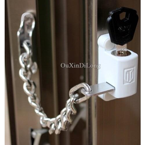 2PCS Aluminum Steel Window Chain Lock Restrictor Children Safety Protection Anti-Theft Locks For Flat Door and Window Hardware