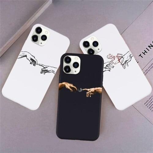 Funny Hand Creation of Adam Cell Phone Case for iPhone 11 pro max XS MAX XR 8 7 6 6S Plus Art Fresco Michelangelo for iphone X